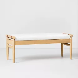 Upholstered Natural Wood Accent Bench Oatmeal - Hearth & Hand™ with Magnolia