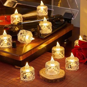 12 Pcs Flameless LED Light Candle LED Crystal Candle Light Transparent Shell Electronic Night Lamp Dating Party Holiday Home Decoration - 1 of 4