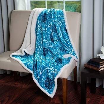 Lavish Home Blue Oversized Flannel Fleece Throw Blanket 66