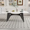 Hooseng 79" Dining Table for 6-8 People, Modern White Rectangular Kitchen Table with Marble Tabletop, Modern Long Dining Room Tables with 8 Chairs - 2 of 4