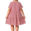 Agnes Orinda Women's Plus Size Gingham Vintage Plaid Round Neck Short Sleeve Tiered A-Line Midi Summer Dress - 4 of 4