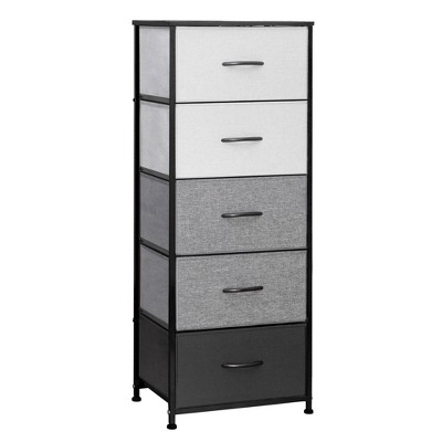Pellebant Vertical Dresser for Bedroom Storage Tower 5-Drawer Steel Frame Wood Top Easy Pull Non-woven Fabrics Drawer