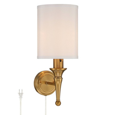 Milk Glass Striped Wall Sconce Brass Finish - Hearth & Hand™ With