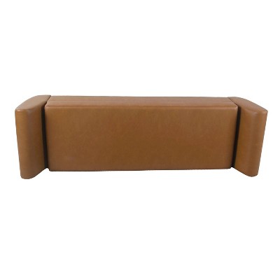 Carmel Vegan Leather Storage Bench with Walnut Wood Legs
