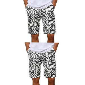Lars Amadeus Men's Regular Fit Animal Printed Golf Shorts 2 Packs - 1 of 4