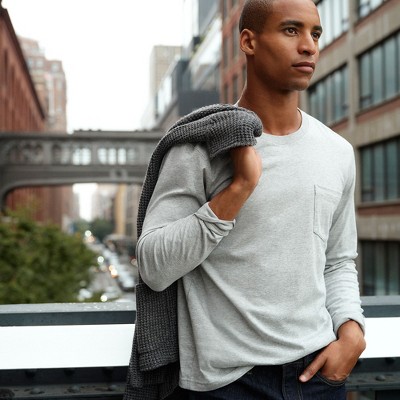 Lands' End Men's Supert Long Sleeve Tshirt With Pocket 2x Large