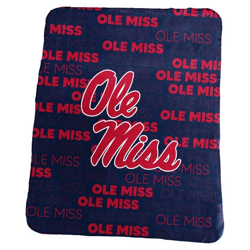 University of Mississippi Ole Miss newest Rebels Logo Helmet Hoop Fleece Throw Blanket