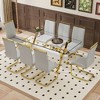 9-Piece Dining Set with Tempered Glass Table and 8 PU Armless Chairs - 3 of 4