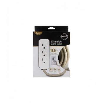Cordinate 10ft. 3-Outlet Extension Cord, White/Gray – 39624