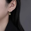 Gold Dainty Huggie Hoop Earrings - Tassel Dangle with Geometric Cross & Heart Charms, Hypoallergenic Sleeper Earrings - 2 of 4