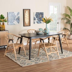 Baxton Studio Cyntia Modern Bohemian Wood and Rattan 5-Piece Dining Set - 1 of 4