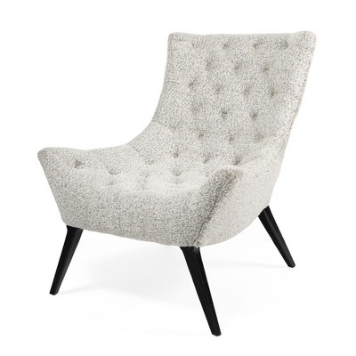 HomeRoots 32" Gray and Black Tufted Boucle Lounge Chair