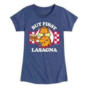 Girls' - Garfield - But First, Lasagna Fitted Short Sleeve Graphic T-Shirt - 1 of 4