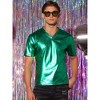 Lars Amadeus Men's Metallic Shiny Nightclub V-Neck Short Sleeve Disco T-Shirt - 3 of 4
