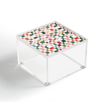 Ninola Design Watercolor Checker Yuletide 4" x 4" Acrylic Box - Deny Designs