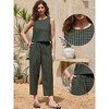 INSPIRE CHIC Women's Outfits Sleeveless Crop Top and Lounge Wide Leg Pants Gingham Pants Set 2 Pieces - 2 of 4