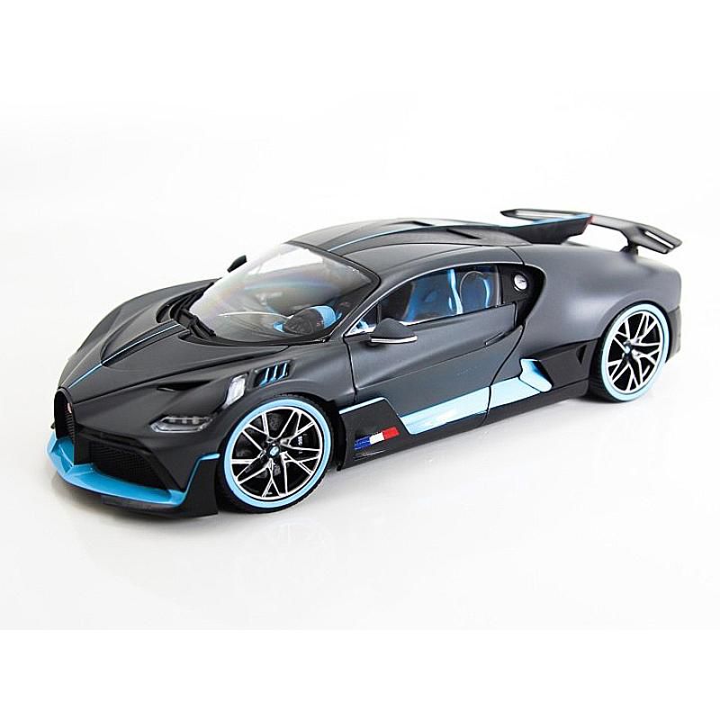 Bugatti Divo Matt Gray with Blue Accents 1/18 Diecast Model Car by Bburago, 2 of 4