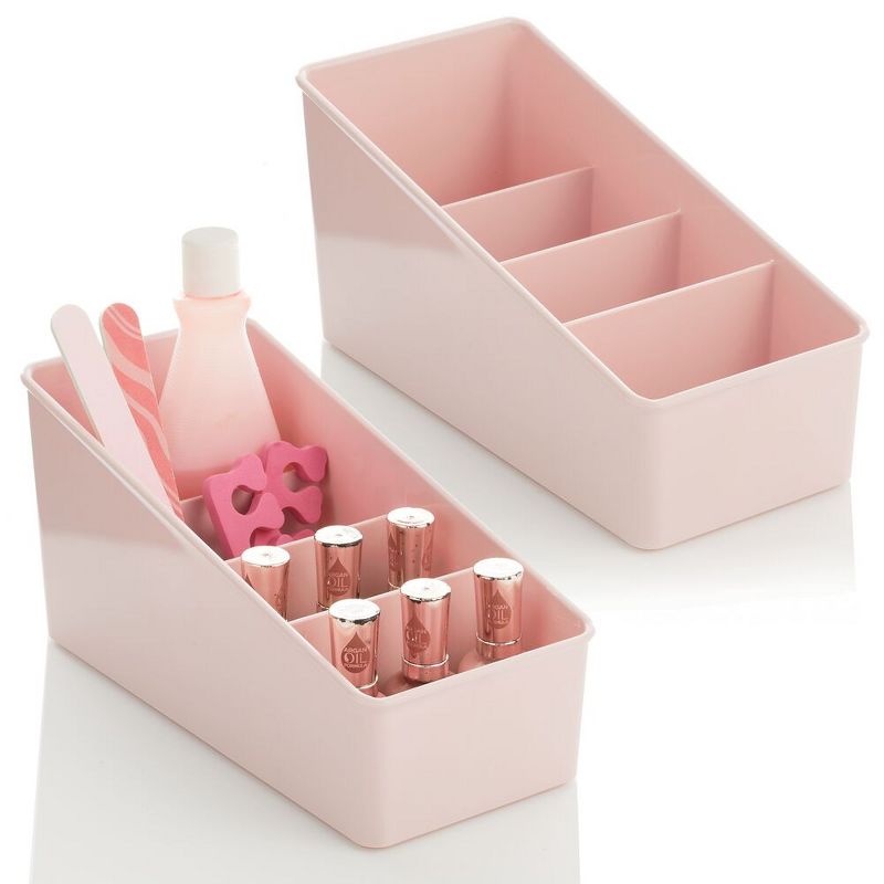 mDesign Plastic Makeup Storage Organizer for Vanity, 4 Sections - 2 Pack, 1 of 10