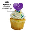 University of Sioux Falls Cougars Logo Heart Love Cupcake Picks Toppers Decoration Set of 6 - 3 of 4