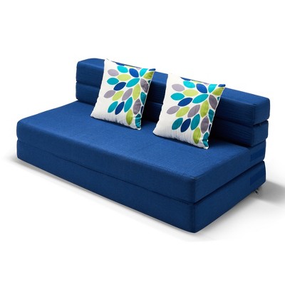ARTPLAN Fold Sofa Bed-Sleeper Single with Pillow,Futon Sleeper Chair Guest Bed with Washable Linen Cover, Foldable Mattress for Living Room,