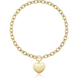 14K Gold Plated Chunky Necklace, Cross Heart Pendant Necklace Layered Herringbone Cuban Link Non Tarnish - 1 of 4
