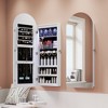 Fredees Arched LED Mirror Jewelry Cabinet, Wall or Over-the-Door Mounted Armoire with Full-Length Mirror & Jewelry Storage - 3 of 4