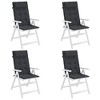 vidaXL Highback Chair Cushions 4 pcs Black - 100% Polyester Oxford Fabric, Bite-Resistance, Dirt-Proof - 3 of 4