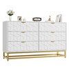 6-Drawer Dresser for Bedroom – 53.5” Wide Modern White Chest with Gold Metal Legs & Handles - 3 of 4