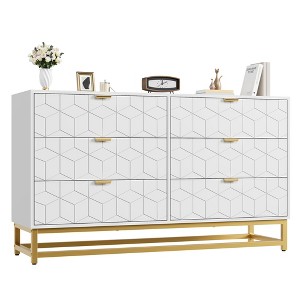 53.5" Drawer Dresser for Bedroom, Wide Modern Storage Chest with Metal Legs, Organizer Cabinet for Entryway or Living Room - 1 of 4