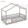 NicBex Twin Size Wood Montessori Bed with House Shaped Frame,Floor Bed with Safety Fence,Modern Toddler Bed for Bedroom - 3 of 4