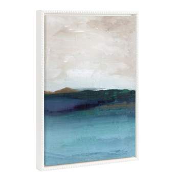 18"x24" Sylvie Beaded Deep Blue Framed Canvas by Nikita Jariwala White - Kate & Laurel All Things Decor