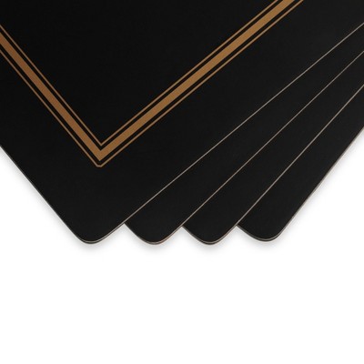 Classic Black and Gold Cork-Backed Hardboard Placemats Set