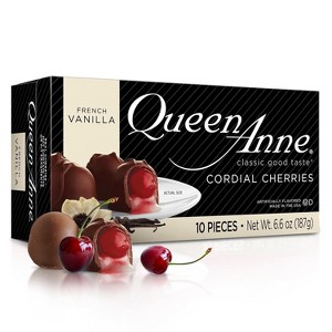 Queen Anne French Vanilla Milk Chocolate Covered Cordial Cherries | 6.6 oz | 10 Piece Gift Boxes | Whole Cherry Sweet Creamy Fruity Flavor - 1 of 4