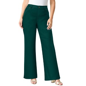 Roaman's Plus Size Classic Stretch Wide Leg Jean - 1 of 4