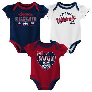 NCAA Arizona Wildcats Infant Girls' 3pk Bodysuit - 1 of 4