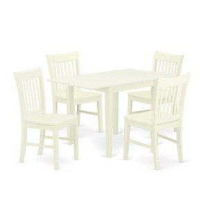 5-Piece Linen White Finish Solid Wood Top Dining Room Set (Seats-4) - 1 of 4
