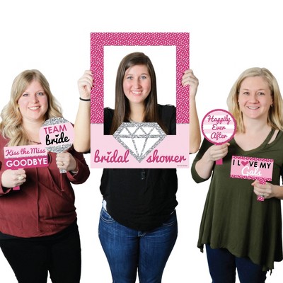 Big Dot of Happiness Bride-to-Be - Bridal Shower Selfie Photo Booth Picture Frame & Props - Printed on Sturdy Material
