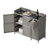 YOOCOZZ Wicker Weatherproof Outdoor Storage Cabinet with Tempered Glass Top, 47.5"L - 2 of 4