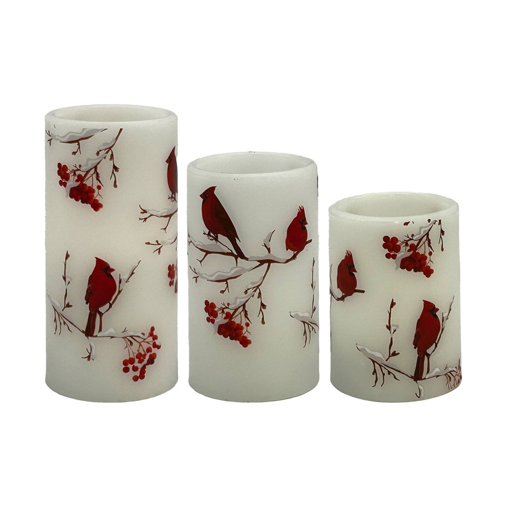 Photos - Other Decoration Lumabase 3ct Battery Operated Wax Candles with Cardinal Design