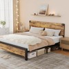 Garvee Bed Frame w/Wood Headboard, Platform Storage Bed, Metal Legs - No Box Spring, Noise Free, Easy Assembly, Rustic Brown - 3 of 4