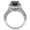 Pompeii3 1 3/4ct Vintage Treated Black Diamond Engagement Ring 14K White Gold - 3 of 4