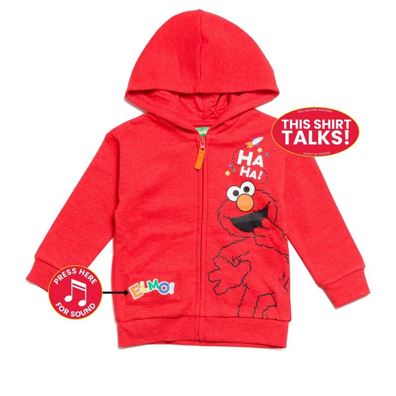 Sesame Street Elmo Fleece Zip Up Hoodie Infant to Toddler, 4 of 8
