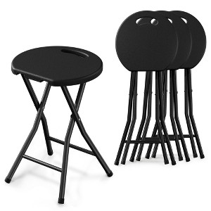 VECELO 18 in. Portable Folding Chair with Handle, Heavy Duty Round Fold Stool Chair, Foldable Stool for Indoor or Outdoor, Black/White - 1 of 4