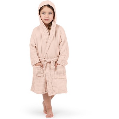 Muslin Bath Robe for Kids 100% Cotton, 4-Layer Absorbent Muslin Fabric By Comfy Cubs