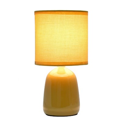 Mustard Yellow Ceramic Thimble Base Table Lamp with Fabric Shade