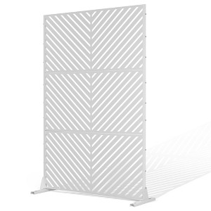 TUYOHW Metal Privacy Screen Outdoor, Decorative Privacy Panels, Freestanding Privacy Screen for Patio, Garden, Pool (White Square) - 1 of 4