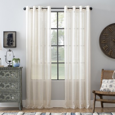 Slub Textured Sheer Linen Blend Grommet Top Curtain - Archaeo