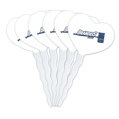 Brandeis University Secondary Logo Heart Love Cupcake Picks Toppers Decoration Set of 6