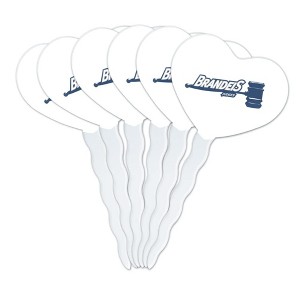 Brandeis University Secondary Logo Heart Love Cupcake Picks Toppers Decoration Set of 6 - 1 of 4