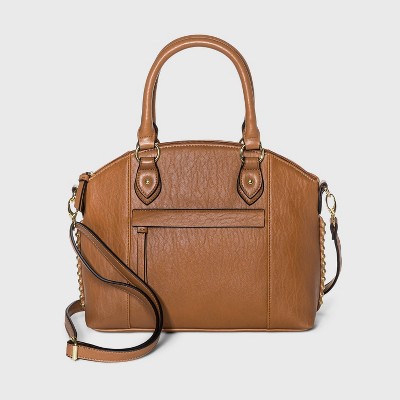  Bueno Zip Closure Satchel Handbag - Tan 